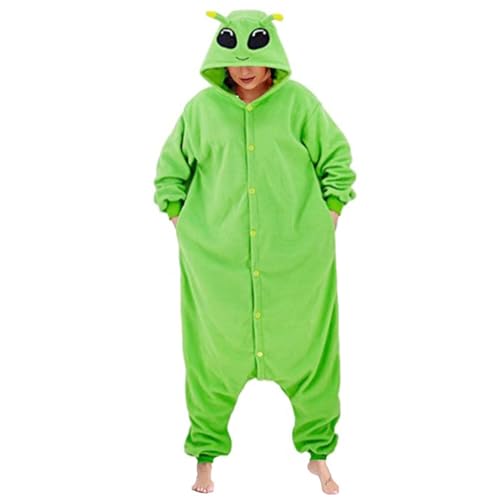 Pijama de una pieza para no pasar frío en invierno con botones y diseño de extraterrestre