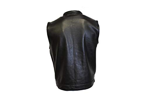 Ikleather Soa Bikers Mens Naked Buffalo Leather Club Style Vest Concealed Gun Pockets Single Panel Back (4Xl) #TOP2