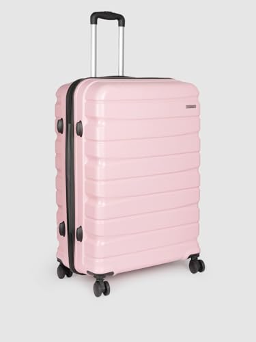 Image of Teakwood 76 CM Unisex Trolley Bag for Travel, Hard Cabin Trolley Large Travel Suitcase Bag, Lock System 360 Degree 8 Rotating Wheels (76 CM, Rose)