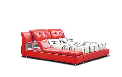 Greatime King Size Platform Bed, Red Color Bed, Luxury Bed Frame, Modern Upholstered Bed, No Box Spring Needed, Bedframe With Headboard #TOP2
