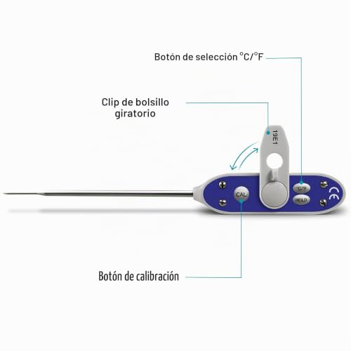 Termómetro de aguja con auto-calibración DeltaTrak y gran pantalla digital 5