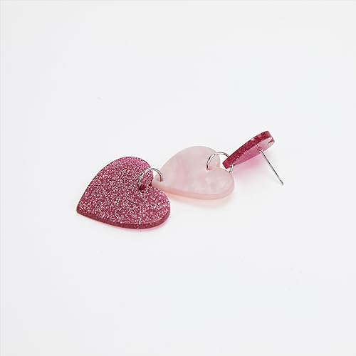 Image of 2 PCS Heart Earrings for Concert 80S Heart Drop Earrings for Halloween, Valentine's Day, 2 Pairs, Acrylic, No Gemstone