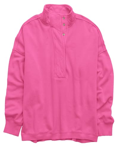 Image of Gacaky Sweatshirt for Women Oversized Casual Long Sleeve Button Henley Neck Pullover Tops Fashion Outfits Clothes