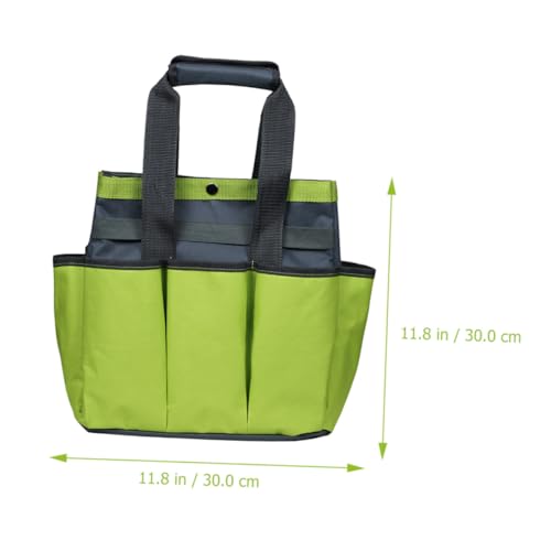 CLISPEED Garden Tool Bag Oxford Fabric with Multi Pockets, Gardening Tote Bag for Men and Women, Portable Outdoor Garden Tool Carrier in Apple Green - Image 3
