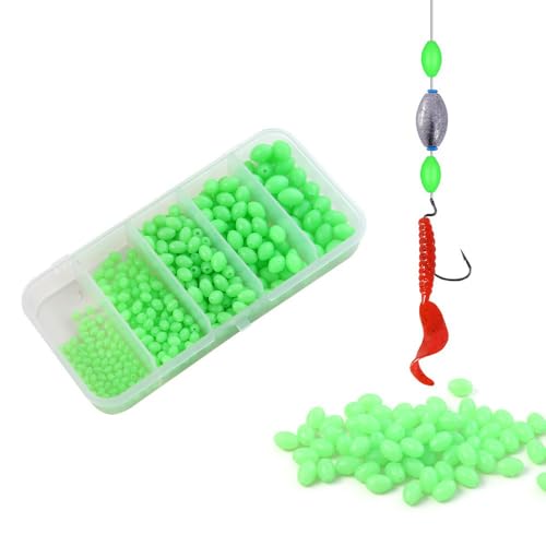 375 piezas cuentas luminosas ovaladas verdes para pesca