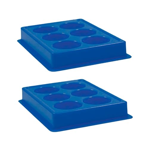 Image of 6 Cup Facial Tray for Facial Mask, Professional Washable Stain Proof Heavy Plastic Plate, Facial Makeup Cosmetic Tool, Blue (pack of 2)