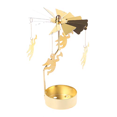 Oranmay Spinning Rotary Carousel Tea Light Candle Holder Stand Light Gift Wedding Decor (Angel)