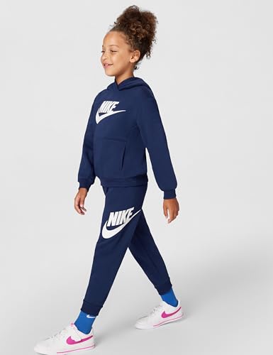 Image of Nike Kids' Sportswear Club Fleece Pullover Hoodie and Joggers 2-Piece Outfit Set (Large Swoosh Logo)