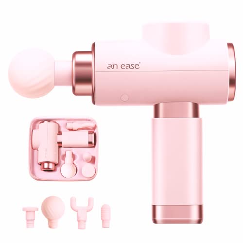 an ease Massage Gun for Women, Pink Muscle Massager USB-C Charging for Back Neck Shoulder Pain Relief, Super Quiet and Portable with Carrying Case