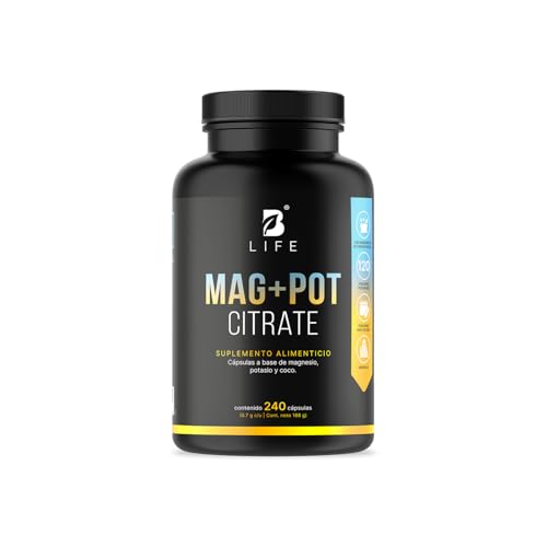 B Life Magnesio y Potasio con 1400mg por Porción con 240 cápsulas