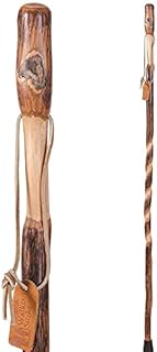 Brazos Twisted Hickory Handcrafted Wood Walking Stick Hiking Trekking Pole, 55-Inch