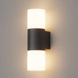 Klighten Wandleuchten E27 Außen/Innen 2 flammig, Up and Down Außenlampe Schwarz,Außenleuchte, IP54 Aussenlampe, Aluminium Modern Außenwandleuchte, Wandlampe für Eingang Terrass, ohne Leuchtmittel