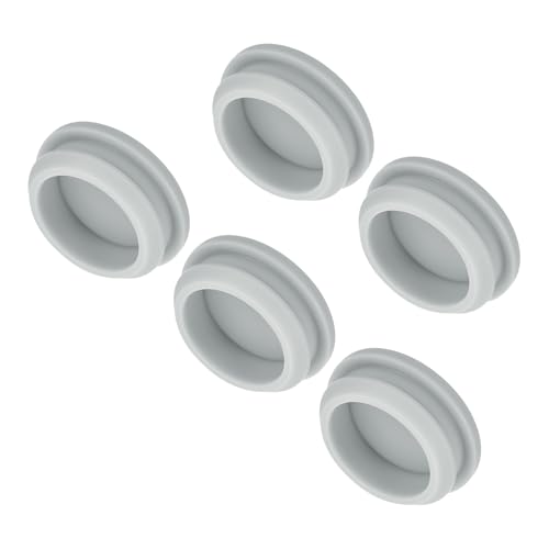 Image of MECCANIXITY 5pcs Silicone Snap in Locking Hole Plugs,32.6mm /1.3 Inch Mounting Diameter Narrow Groove Width 5mm Panel Seal Cover Round for Kitchen Bulkheads Waterproof Sealing Plugs Grey