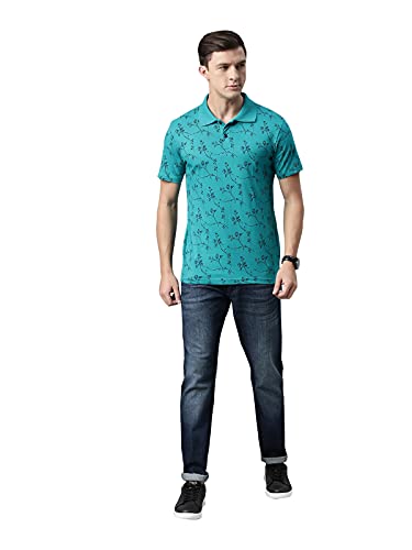 Image of KRYPTIC Men's 100% Cotton Flower Printed Polo T-shirt