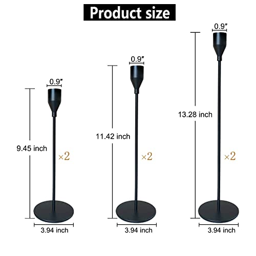 Frtim Black Candlestick Holder Set Of 6, Black Taper Candle Holder For Candlesticks, Modern Farmhouse Decorative Candlestick Holder For Dining Table Centerpiece, Wedding, Party, Anniversary #TOP1