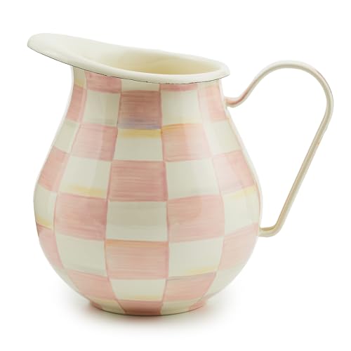 Image of MACKENZIE-CHILDS Pitcher with Spout, Pink-and-White Rosy Check