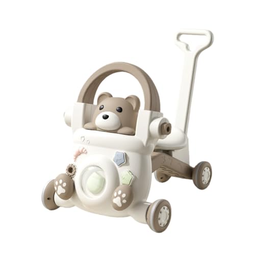 AOUTN 4-in-1 ベビーウォーカー/バランスカー/スケートボード/トロリー三輪車 多機能乗用玩具 子供用 押し棒付き 交通 知育玩具 歩行練習 おしゃれ かわいい 出産祝い 誕生日プレゼント 1〜4歳向け (コーヒー色)