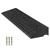 bimiti 1PC 4' Height Heavy Duty Rubber Kerb Ramp, 100x25x10 cm Portable Threshold Curb Ramp for Driveway Sidewalk, Non-Slip Ramps with 3 Bolts, for Wheelchair Car Truck Bike Motorcycle, Black