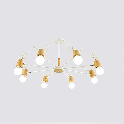 Lustre en bois de cerf E27 pour salon et café rustique - 5