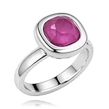Anillo piedra fucsia para mujer en plata. Este anillo Solien tiene un cristal tallado en acabado cerámico muy original, además de ser un modelo ajustable
