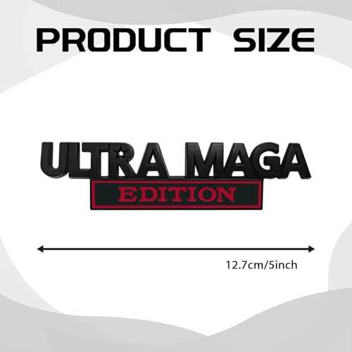 Ultra MAGA Truck Car Emblems Adhesive Sticker, Classic Ultra MAGA Edition Emblems Exterior Auto Street Fighter Personality Body Decor 3D Metal Embossed Stickers for Car, Truck(Black/Red)