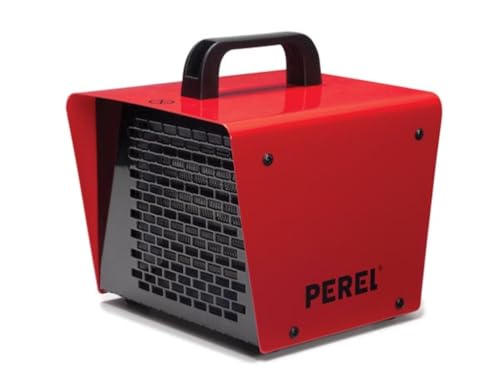 Perel Calefactor eléctrico con ventilador 2000W con 2 niveles de calor y termostato, elemento PTC, función ventilador, protección IP24, compacto y portátil para taller o garaje