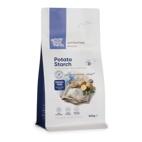 Almidón de patata Wholefood Earth, sin OMG, vegano, sin lácteos, sin azúcar añadido, 500 g