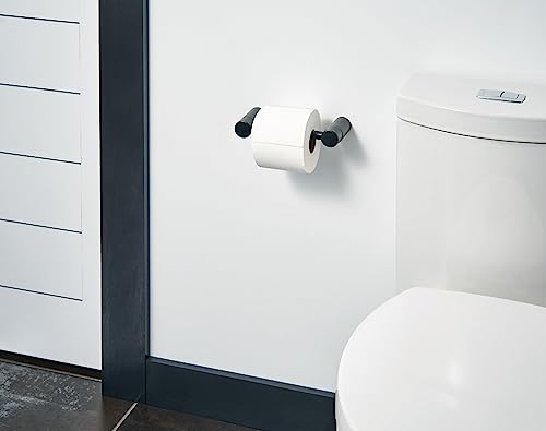 Moen Matte Black Align Pivoting Modern Toilet Paper Holder, Double Post Wall Mounted Toilet Roll Holder For Bathroom, Yb0408Bl #TOP1