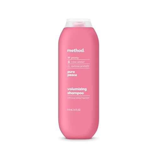 Method Volumizing Shampoo, Pure Peace with Rose, Peony, and Pink Sea Salt Scent Notes, Paraben and Sulfate Free, 14 oz (Pack of 1)