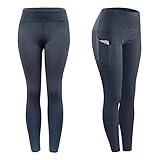  riou Pantalón Deportivo de Mujer Cintura Alta Leggings Mallas Entrenamiento Polainas de Bolsillo Fitness Deportes Correr Yoga Pantalones Atléticos