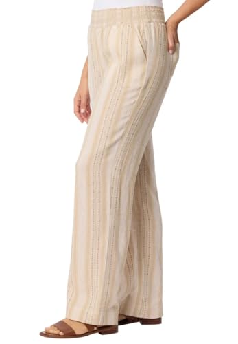 Briggs Women's Linen Rayon Blend Palazzo Pull On Pants2