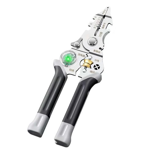 Ciseaux à dénuder 10 en 1 avec test électrique, ciseaux à dénuder multifonctions avec test électrique, pince à dénuder et pince à sertir pour couper et tirer des fils