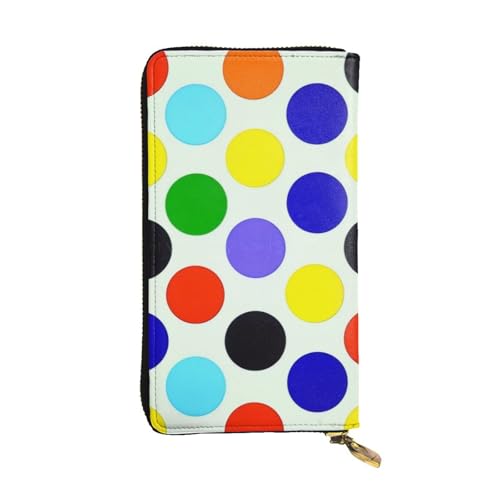 Portefeuille en cuir à pois grand format pour femme et homme avec porte-monnaie