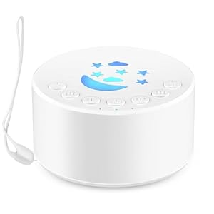 White Noise Machine, Portable Sound Machine for Baby and Adult, 18 Soothing Sounds, Night Light, Powerful Battery Life, Ideal Sleep Aid for Home and Travel, Nursery Essential (White)