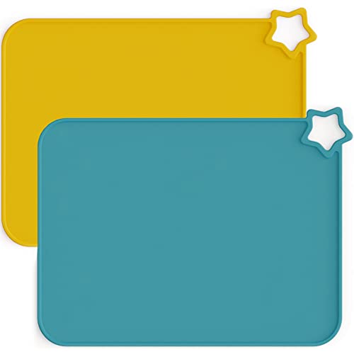 Image of Moonkie Silicone Placemats for Baby & Kid, Stain-Proof Non-Slip Toddler Food Mats Eating Table Mat with 2 Packs