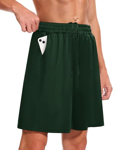 BOOJO Men's Athletic Gym Shorts - Quick Dry Black Casual Basketball Shorts with Pockets for Running Workout Activewear