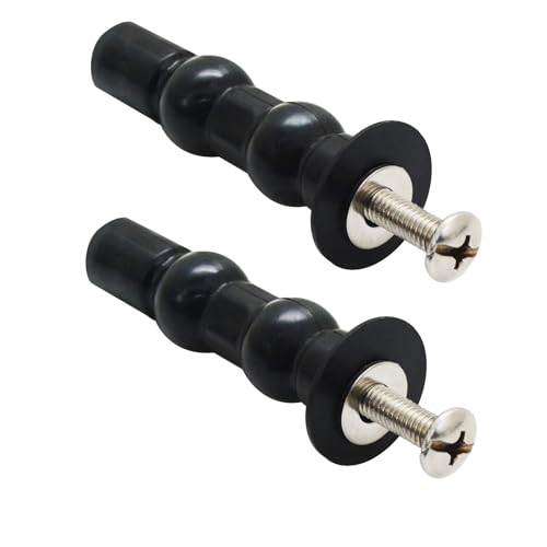 Lychee Light Toilet Seat Hinge Screw 2 Pack,Compatible with TOTO Toilet,Expanding Rubber Bolt Top Nuts Set for Top Mount Toilet Seat Tightening Kit Replacement (Black Rubber Screws-2PACK)