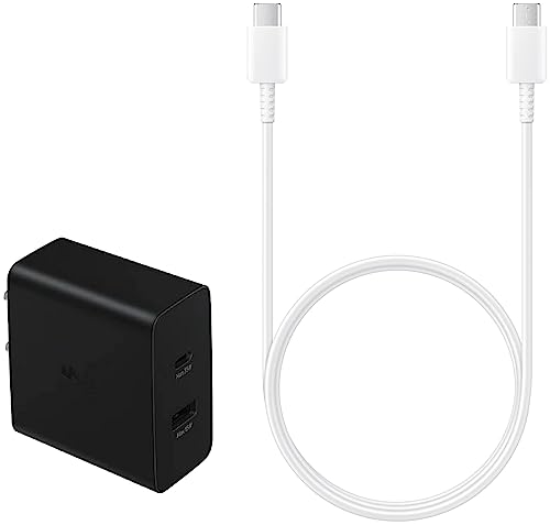 Image of Samsung Original 35W Power Adapter Duo for Tablets, White, Black 35W & Samsung Original Type C to C Cable - 3.28 Feet (1 Meter) Compatible with Smartphone,White