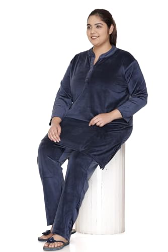 Image of In Love Women's Velvet Plus Size Cotton Shirt Palazzo Co-ord Set