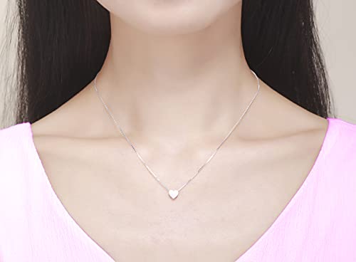 925 Sterling Silver Tiny Minimalism Floating Heart Necklace 17.5" (Box Chain)4