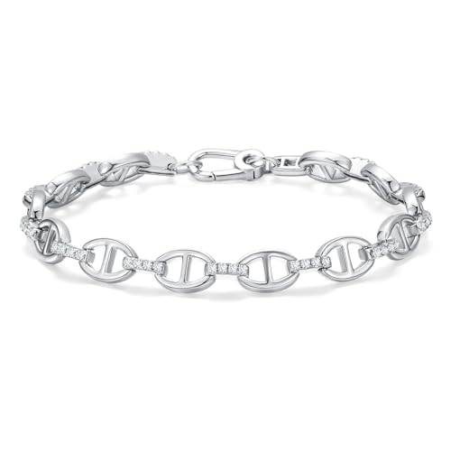 FANCIME 'Thetis' Sterling Silver Theta-Shaped Link Chain Bracelet Fine Jewelry Gifts for Women Men 7