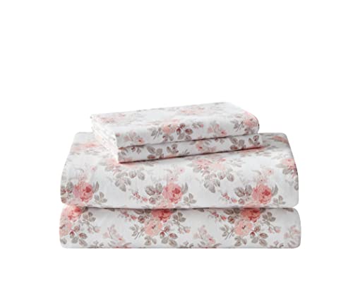 Flannel Sheets Queen Size, Anti-Pilling & Wrinkle Resistant Cotton, Touchably Soft for All-Season Comfort - Bed Sheets with Matching Pillowcases & Fitted Sheet (Lisalee Pink)