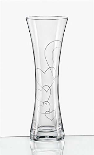 Florero de cristal de bohemia Crystalex de 19,5 cm con corazones grabados Cover
