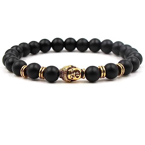 Bracelet en pierre naturelle 19 cm avec perles 8 mm pour homme et femme