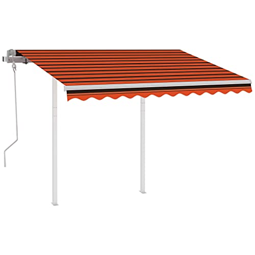 Baziroo Toldo de terraza con brazo articulado, moderno toldo exterior para balcón, terraza, cafés o restaurantes, decoración al aire libre, resistente al agua y protección solar, naranja y marrón, 350