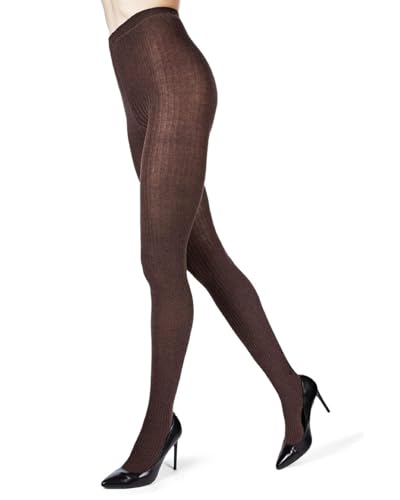 Image of MeMoi Boston Ribbed Cotton Sweater Tights, Warm Opaque Winter Tights