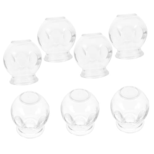 IWOWHERO 7Pcs Vacuum Cupping Therapy Set Heavy Duty Glass Cupping Cups for Home Use Chinese Cupping Kit for Muscle Relief Blood Flow Activation and