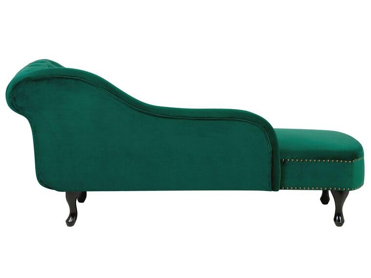 Image of Velvet Modern Chesterfield Chaise Lounge Couch 166 X 63 X 76 for Your Loving Space (Green, Right Arm)