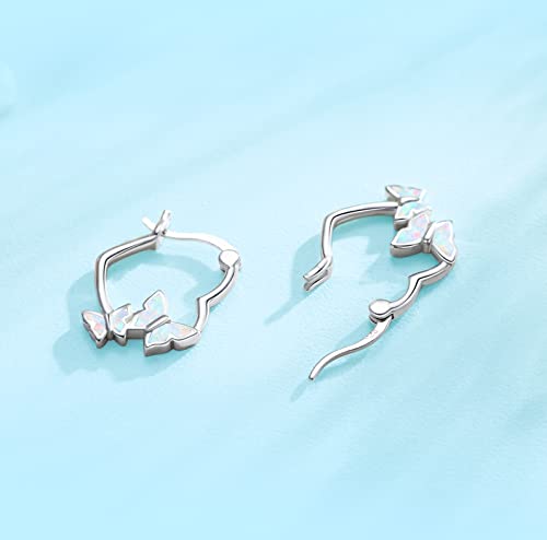 Opal Butterfly Earrings 925 Sterling Silver Butterfly Huggie Hoop Earrings Opal Jewelry Gifts For Women Girls #TOP2