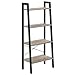 VASAGLE Regał stojący, regał na książki, 4 poziomy, regał drabinkowy, stabilny metalowy stelaż, łatwy montaż, do salonu, sypialni, kuchni, styl vintage, szaro-czarny LLS44MB